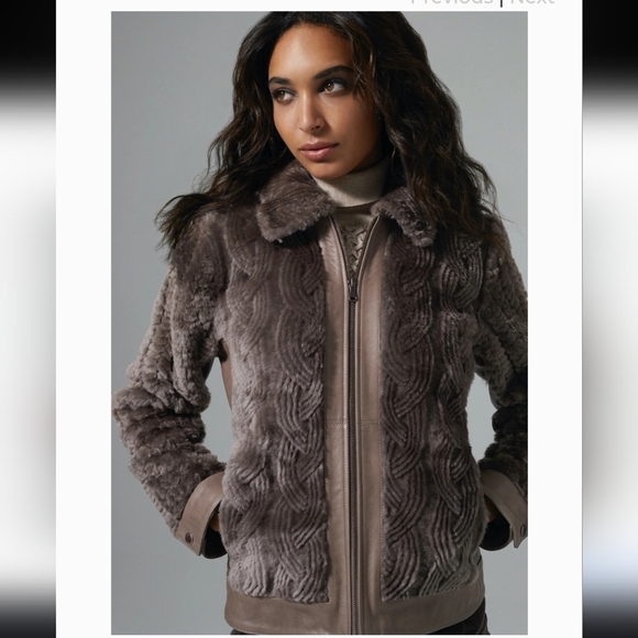 Brown Teddy Jacket with Structured Silhouette and High Collar